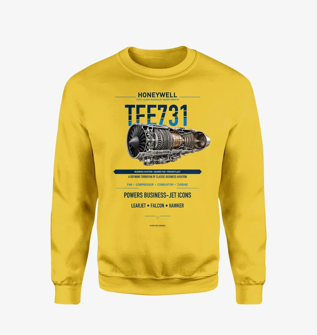 TFE731 design on yellow sweatshirt