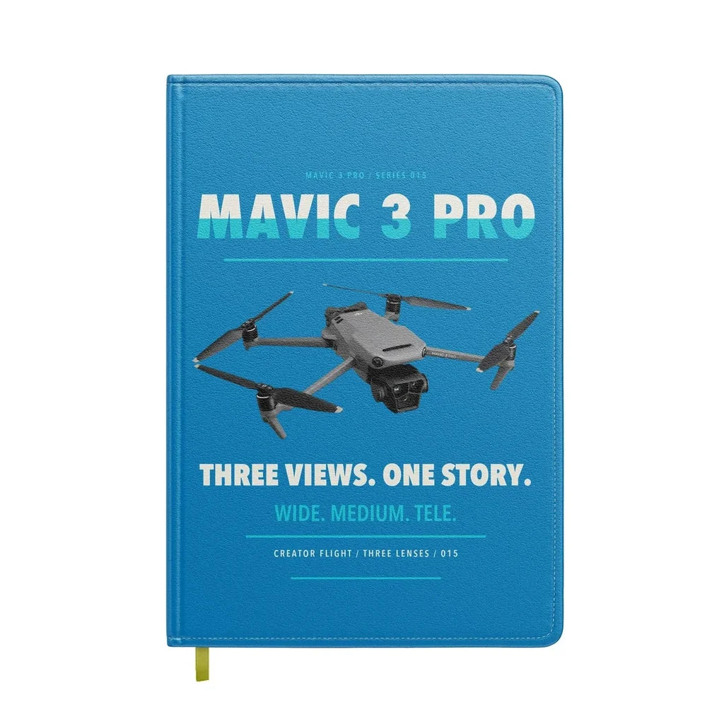 DJI Mavic 3 Pro design on turquoise notebook
