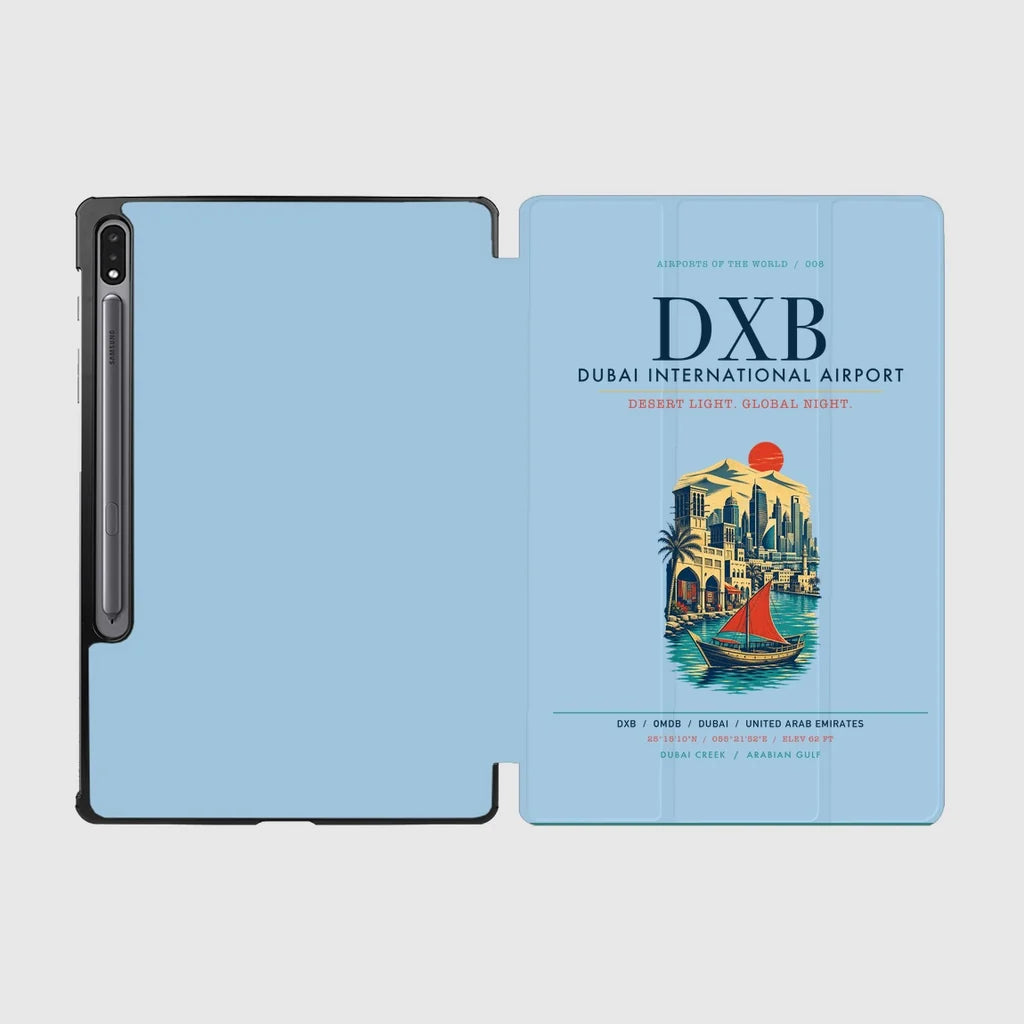 Dubai International Airport (DXB) design on light blue samsung tablet tablet case