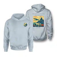 Thumbnail for VINTAGE G4447 - The Clifftop Castle Pass - Double-Side Hoodie design on lightblue double side