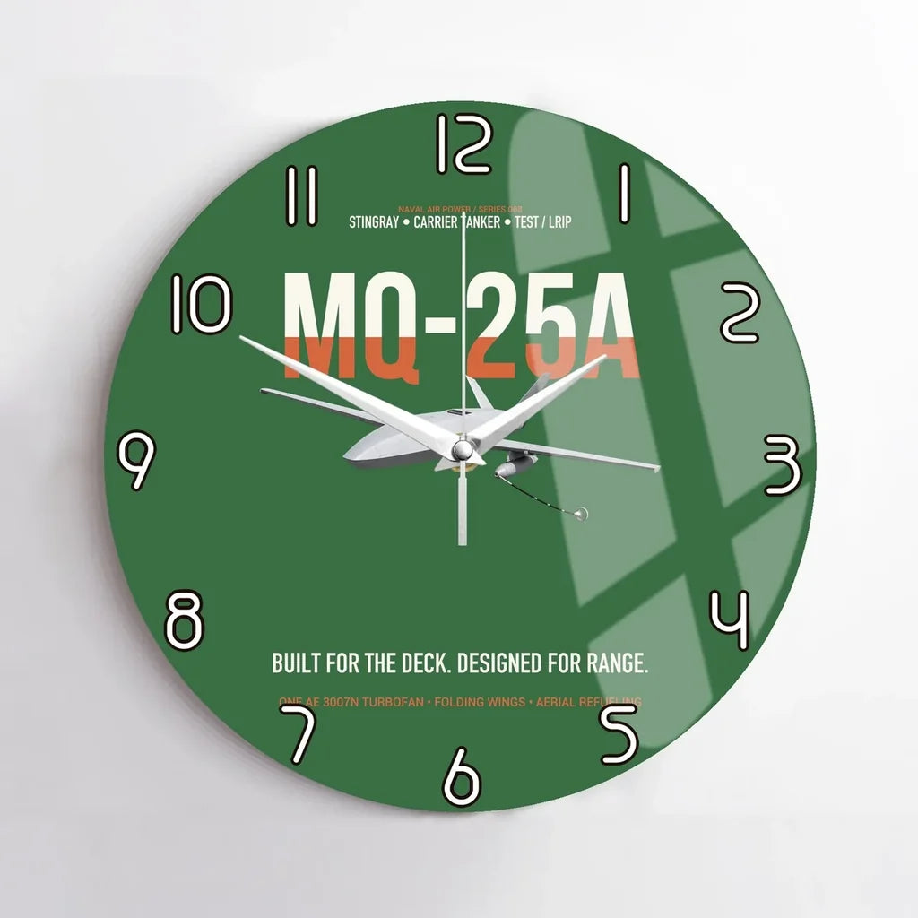 MQ-25A STINGRAY design on green no frame wall clock