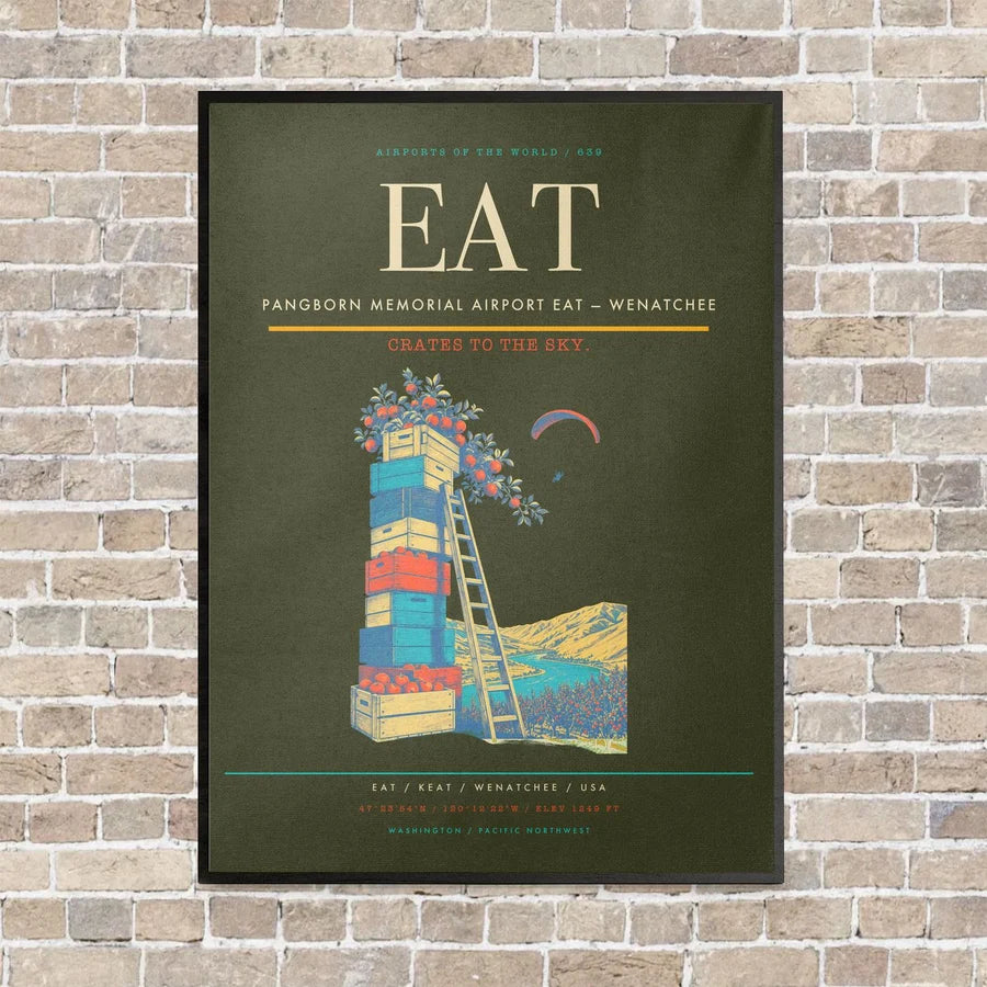 Pangborn Memorial Airport EAT — Wenatchee vertical canvas print - framed - green army background