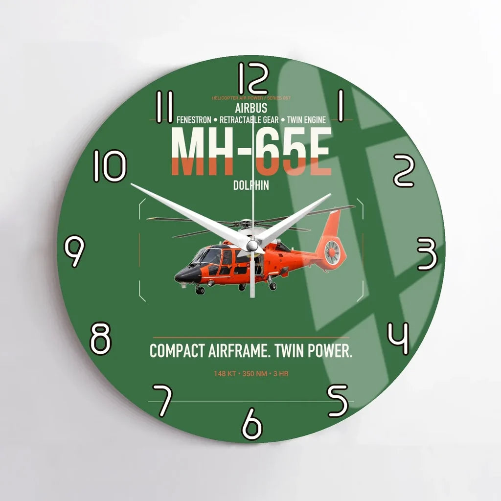 Airbus MH-65E Dolphin design on green no frame wall clock