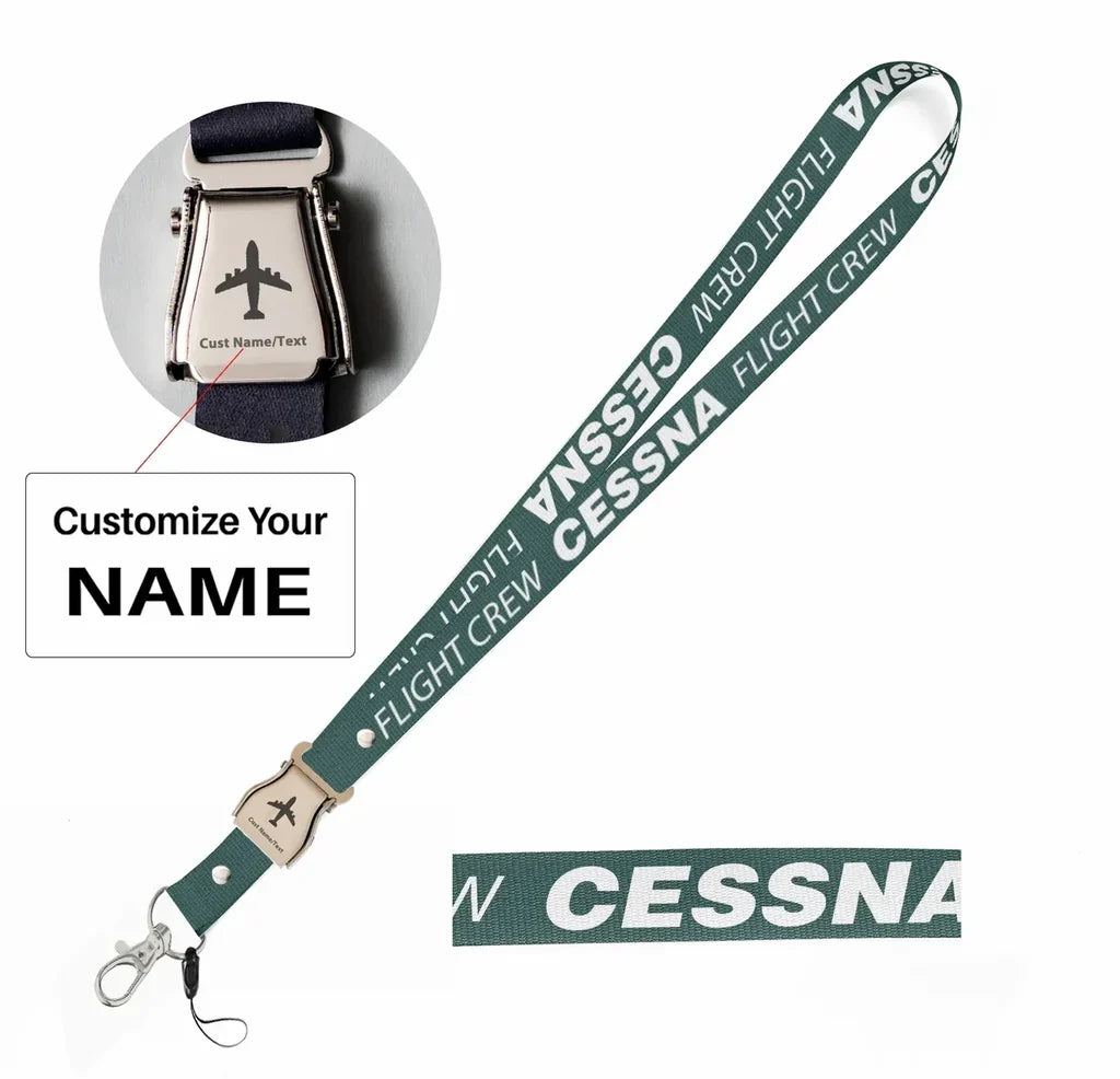 CESSNA Flight Crew seat belt lanyard - dark green with name