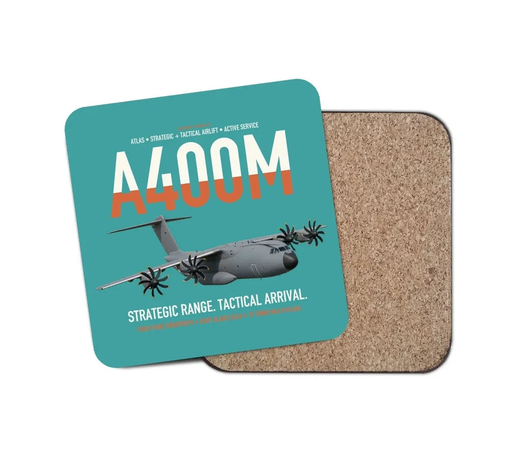 Airbus A400M Atlas design on turquoise 1 piece coaster