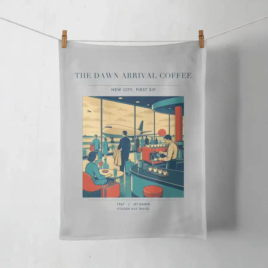 VINTAGE G4310 - The Dawn Arrival Coffee - Designed Towels design on lightgray