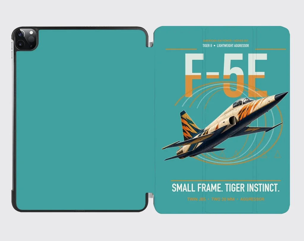 F-5E Tiger II design on turquoise ipad tablet case