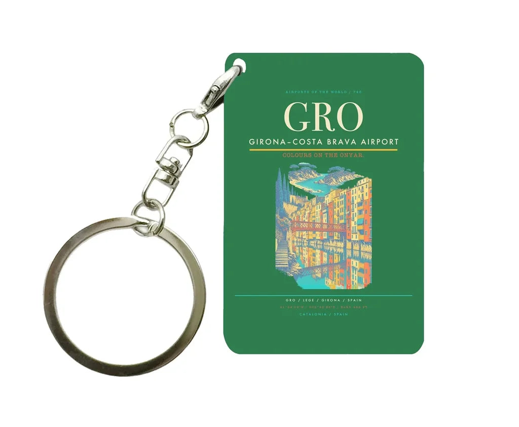 Girona–Costa Brava Airport (GRO) design on green key chain
