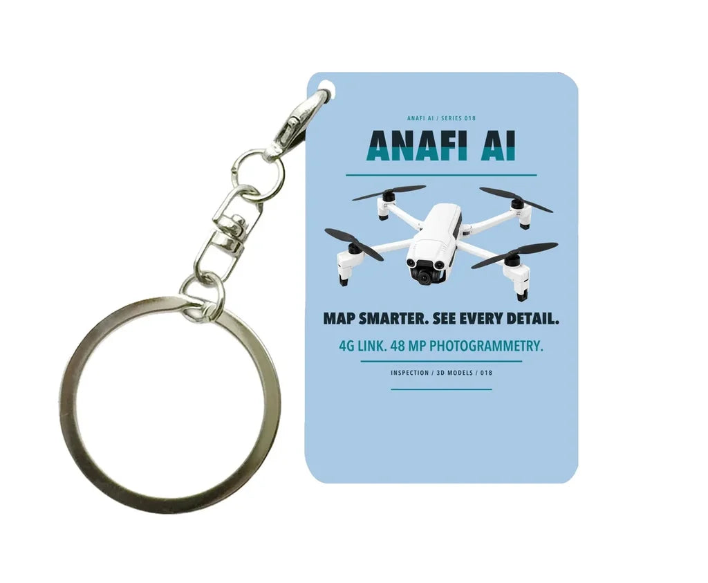 Parrot ANAFI Ai Key Chain design on light blue key chain