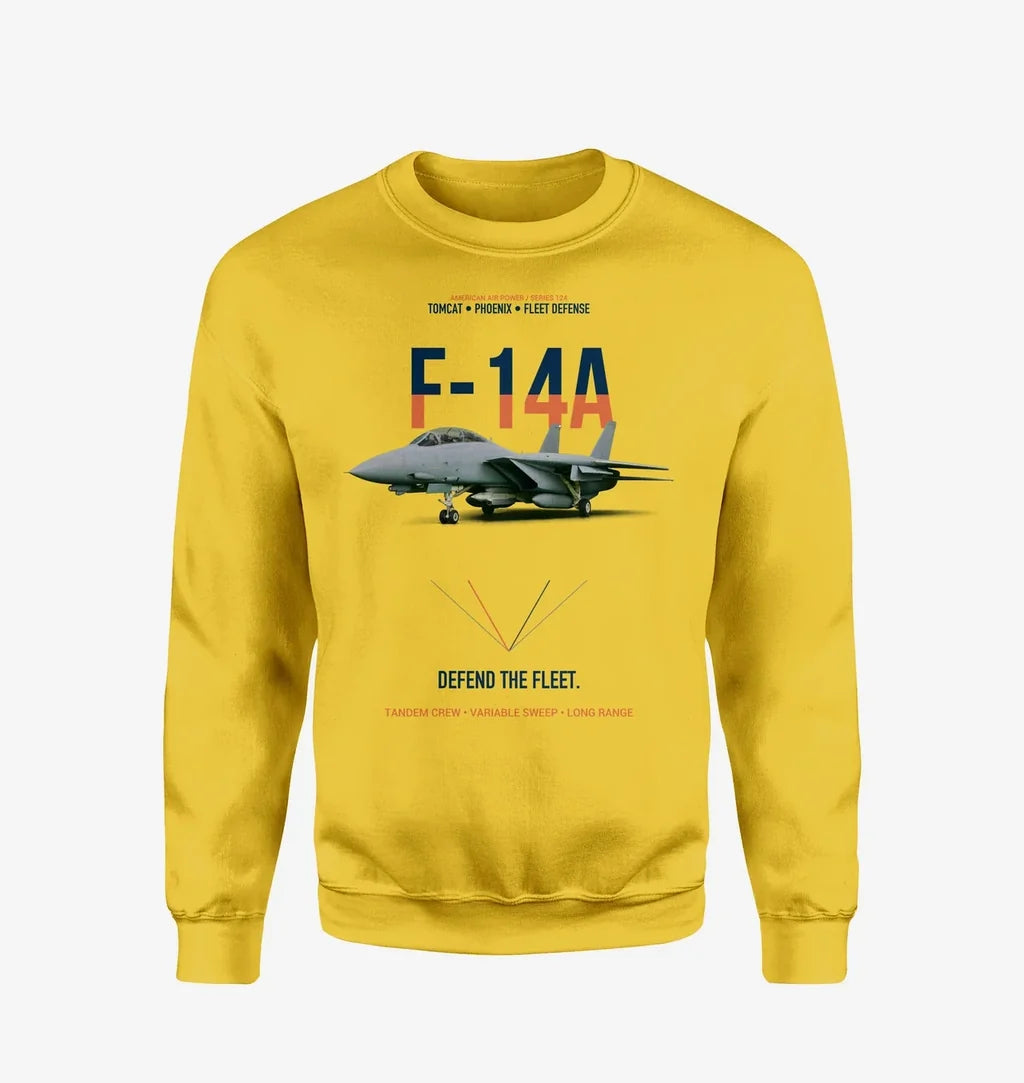 F-14A Tomcat Defend The Fleet design on yellow sweatshirt