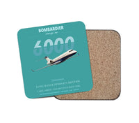 Thumbnail for Bombardier Global 6000 design on turquoise 1 piece coaster