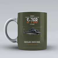 Thumbnail for Sikorsky S-76B design on green army ceramic mug, double-side print