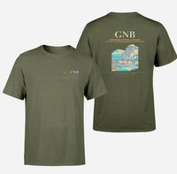 Thumbnail for Grenoble-Isère Airport (GNB) design printed on green army double-side t-shirt