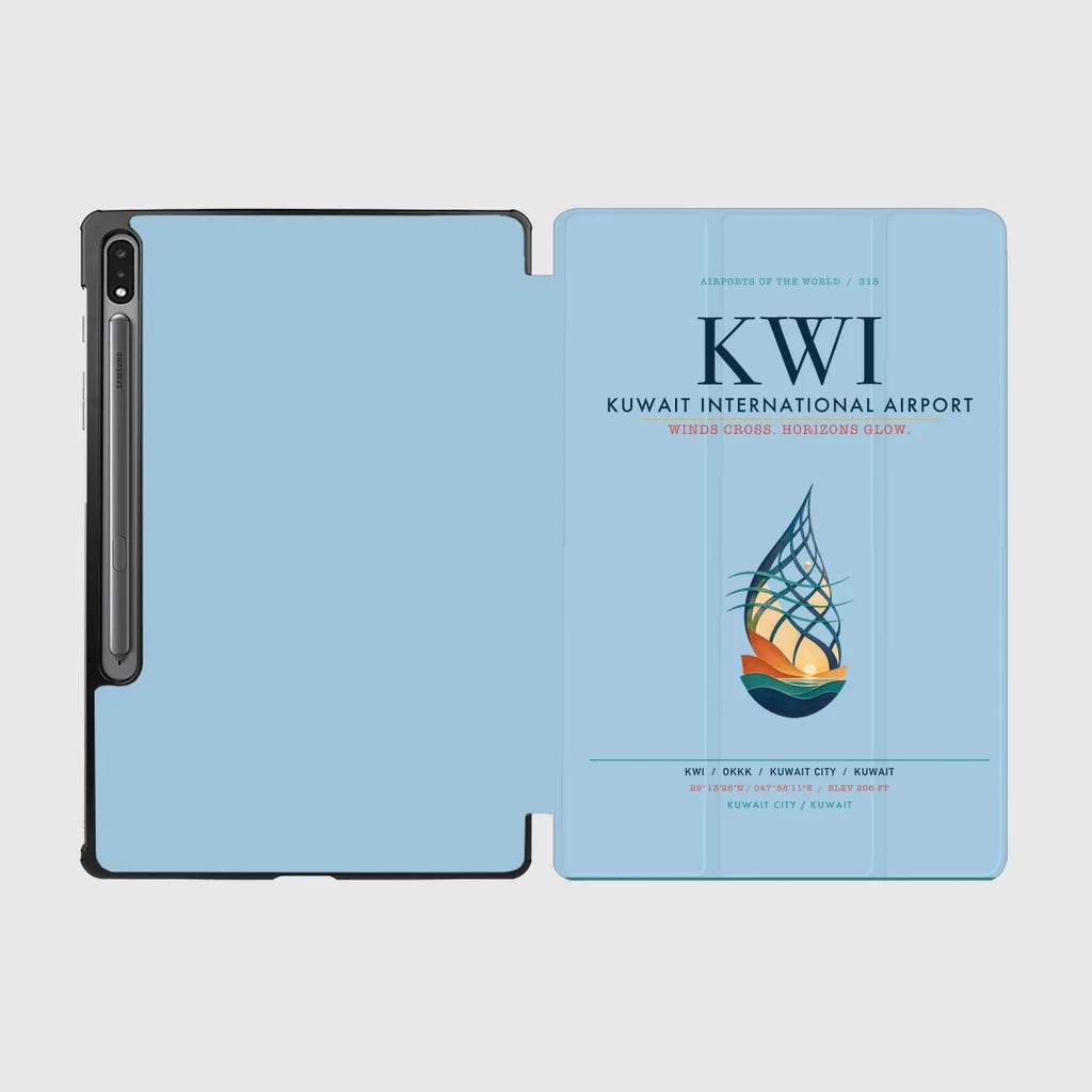 Kuwait International Airport (KWI) design on light blue samsung tablet tablet case