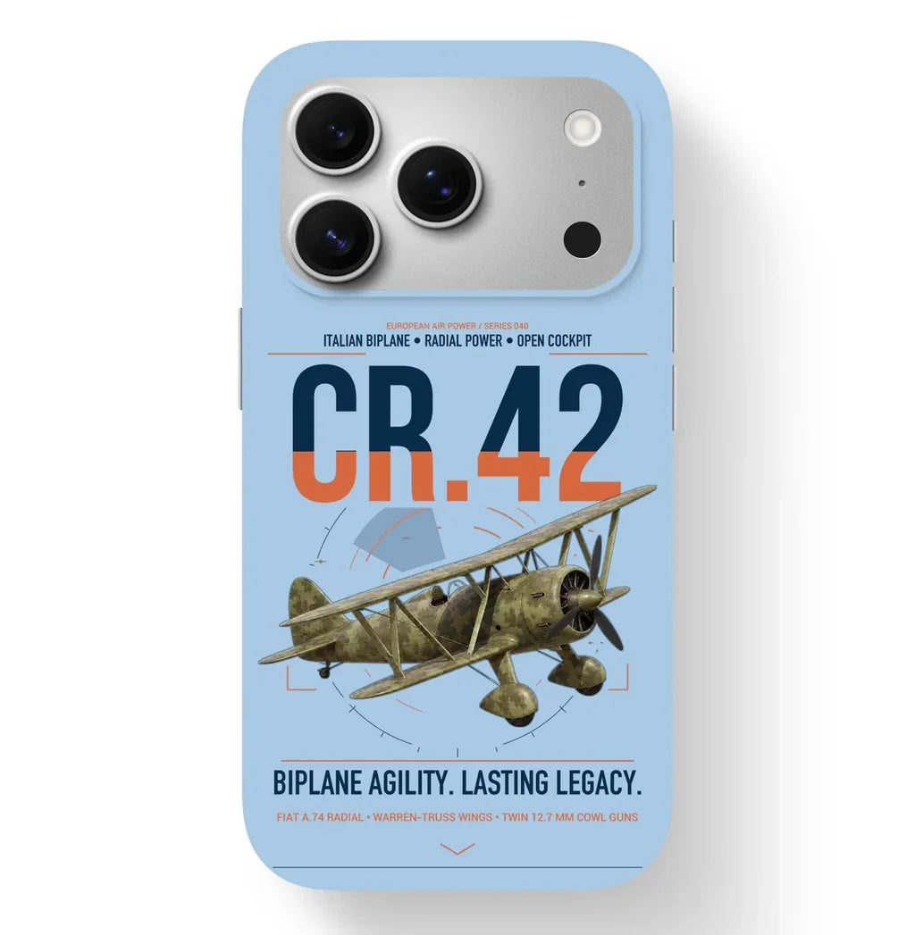 Fiat CR.42 Falco design on light blue magsafe iphone case, for iPhone 17 Pro
