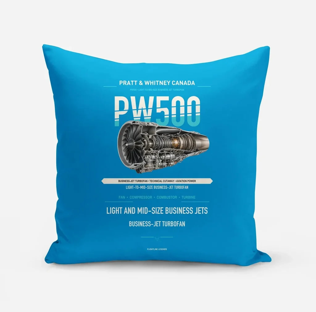 PW500 design on turquoise pillow