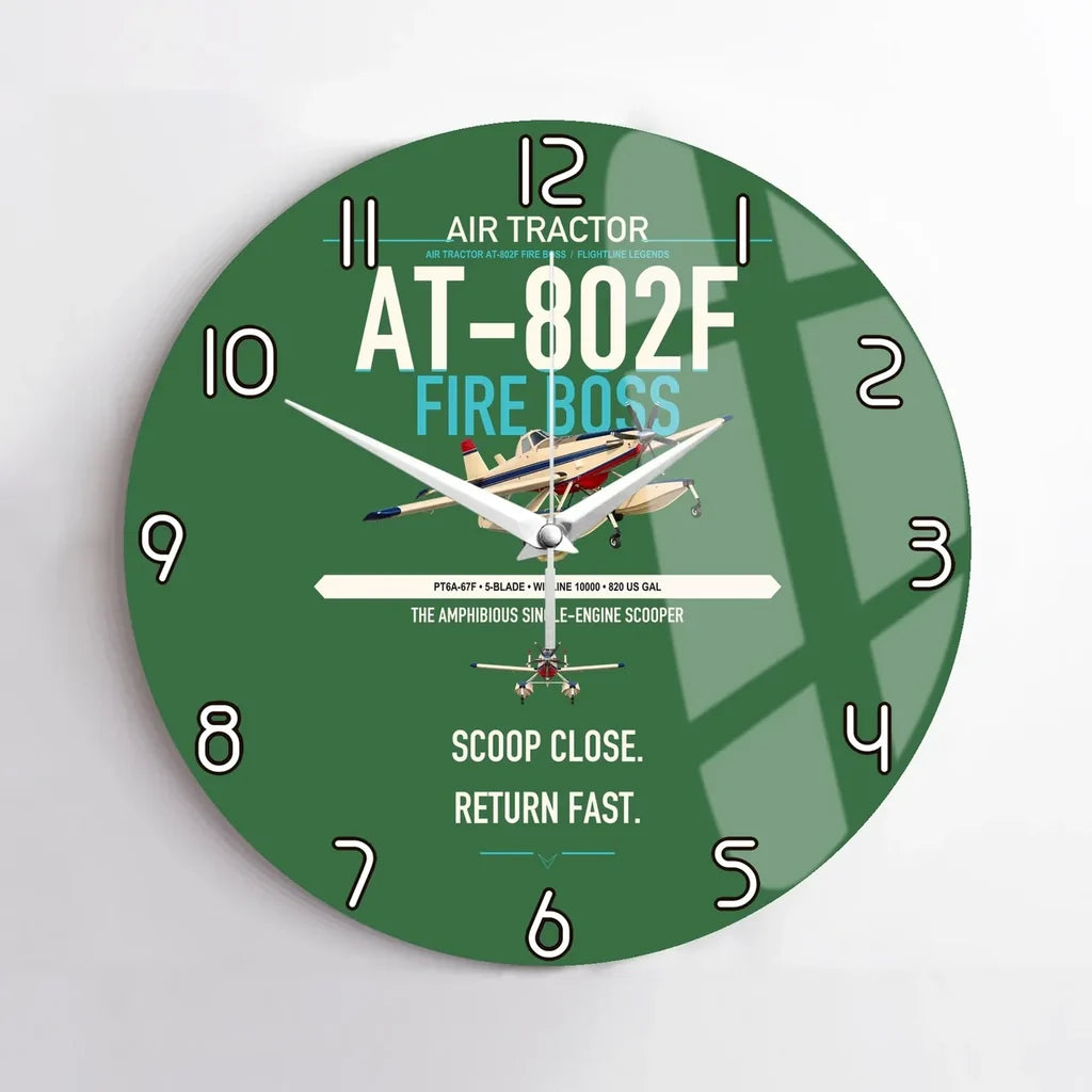 Air Tractor AT-802F Fire Boss design on green no frame wall clock