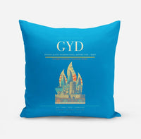 Thumbnail for Heydar Aliyev International Airport (GYD) design on turquoise pillow