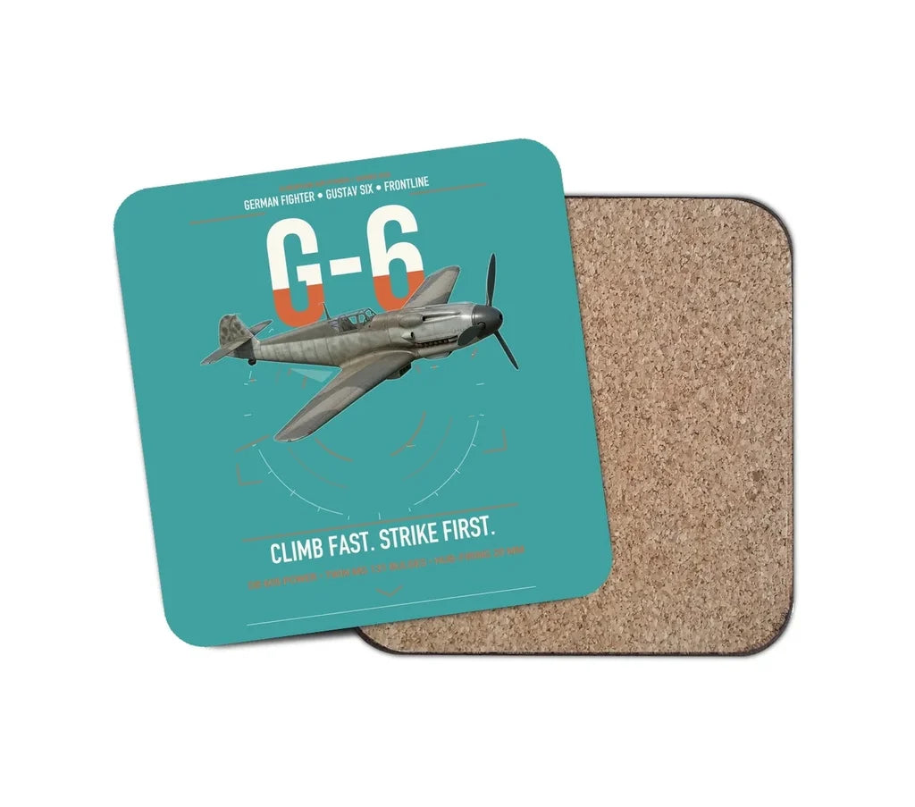 Messerschmitt Bf 109G-6 design on turquoise 1 piece coaster