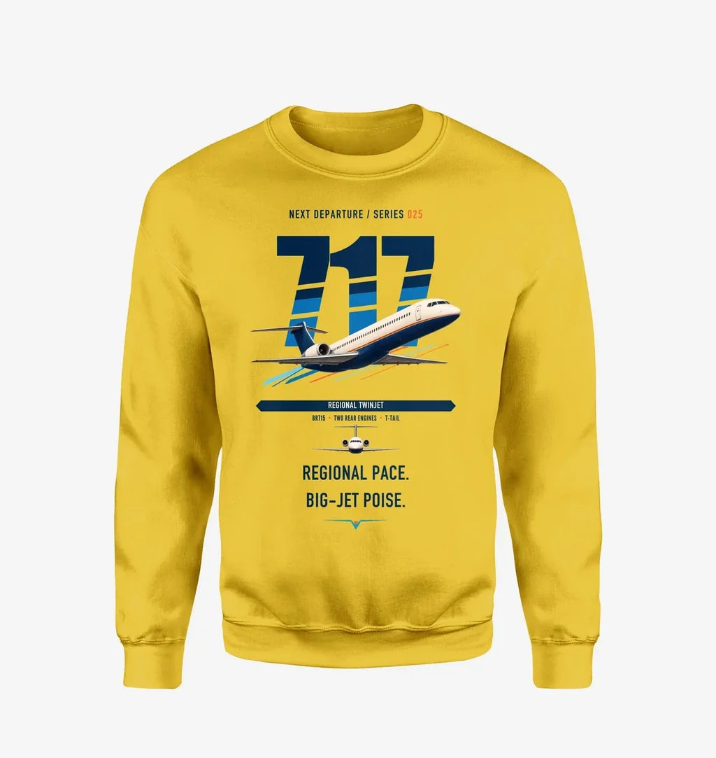 Boeing 717-200 design on yellow sweatshirt