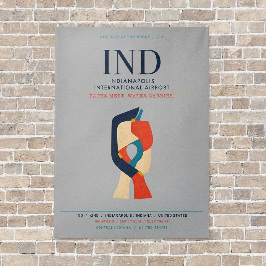Indianapolis International Airport IND vertical canvas print - no frame - light gray background