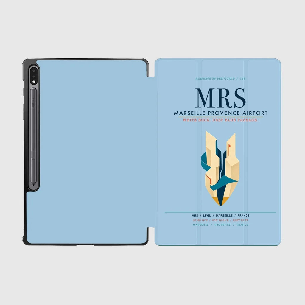 Marseille Provence Airport (MRS) design on light blue samsung tablet tablet case
