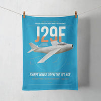 Thumbnail for Saab J 29F Tunnan design on turquoise towel