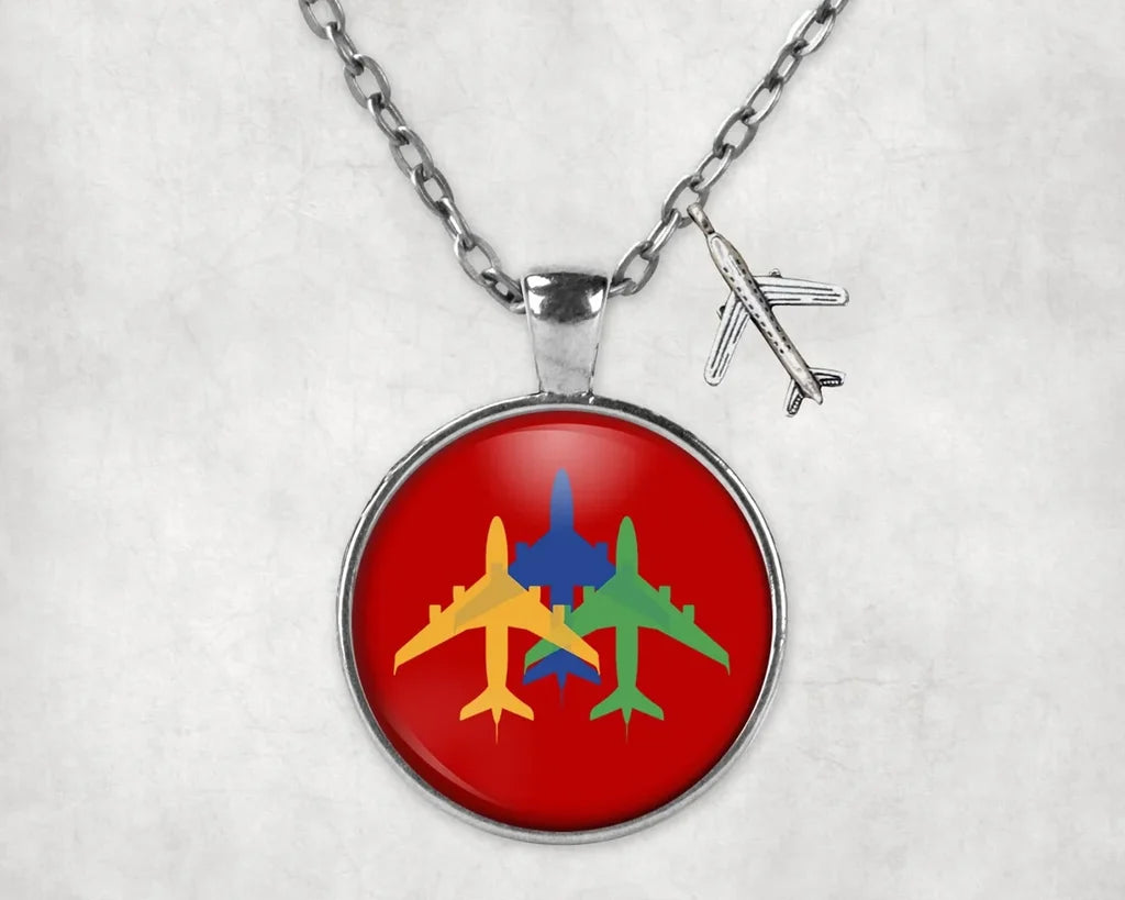 Colourful 3 Airplanes Necklace - view 9