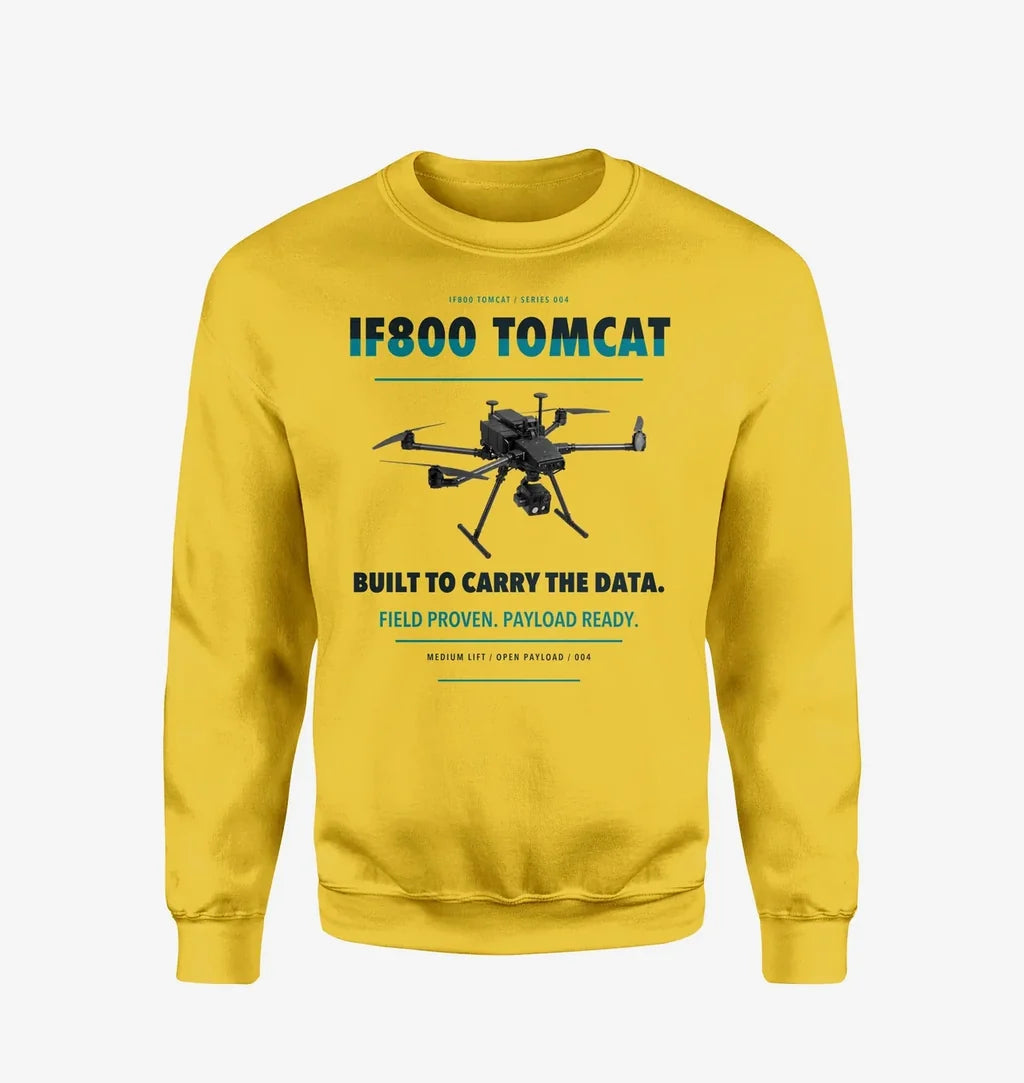 Inspired Flight IF800 Tomcat design on yellow sweatshirt