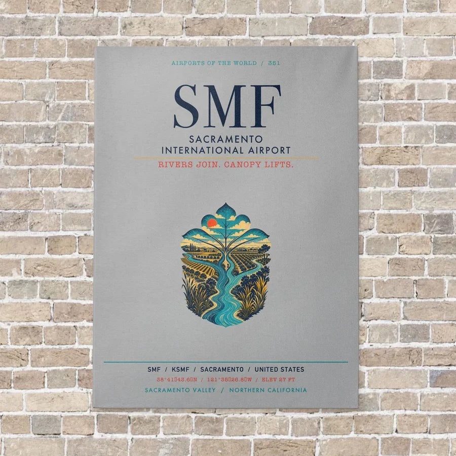 Sacramento International Airport SMF vertical canvas print - no frame - light gray background