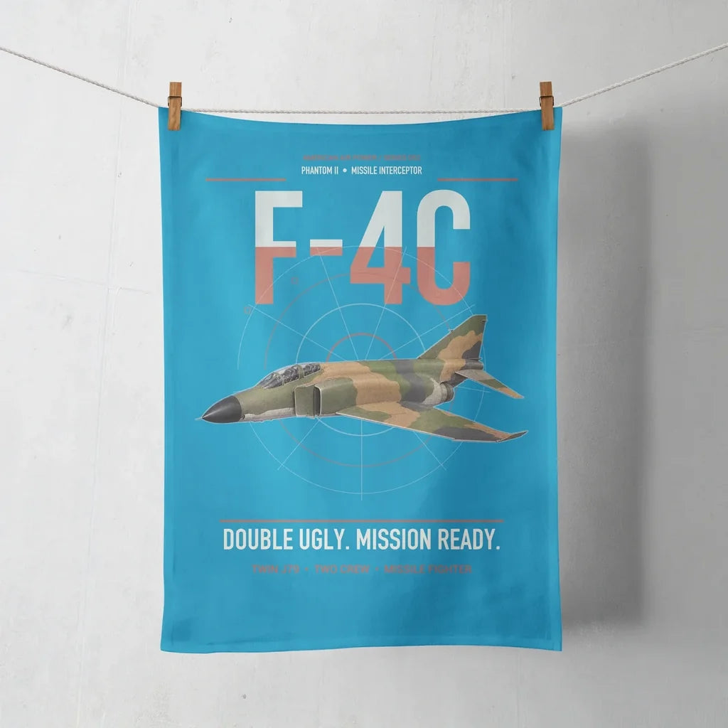 F-4C Phantom II design on turquoise towel