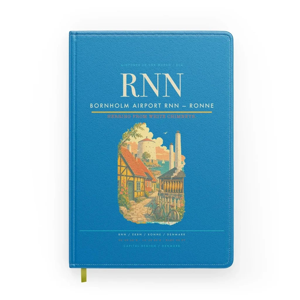 Bornholm Airport (RNN) design on turquoise notebook