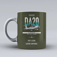 Thumbnail for Diamond DA20 design on green army ceramic mug, double-side print