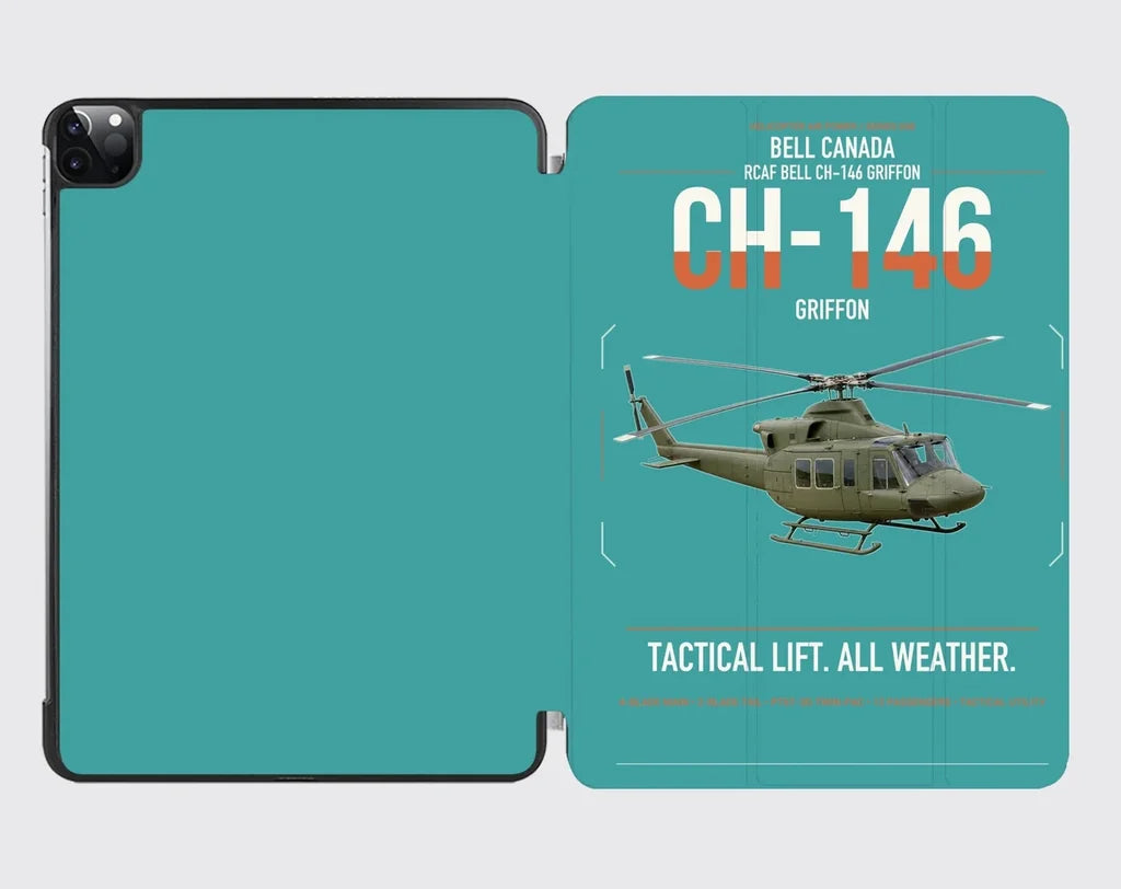 Bell Canada CH-146 Griffon design on turquoise ipad tablet case