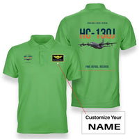 Thumbnail for HC-130J COMBAT KING II design on light green+name double-side polo t-shirt, double-side print