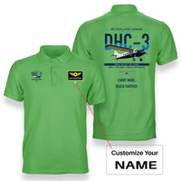 Thumbnail for DHC-3 Otter design on light green+name double-side polo t-shirt, double-side print