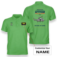 Thumbnail for Airbus Helicopters H225M Caracal design on light green+name double-side polo t-shirt, double-side print