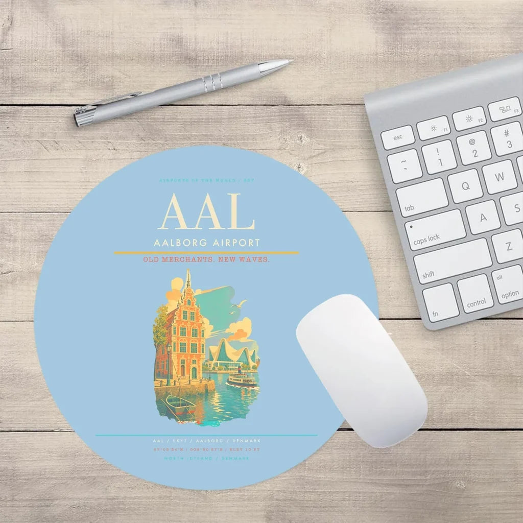 Aalborg Airport AAL Mouse-Pad Round - Light Blue