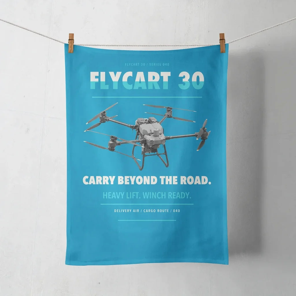 DJI FlyCart 30 design on turquoise towel