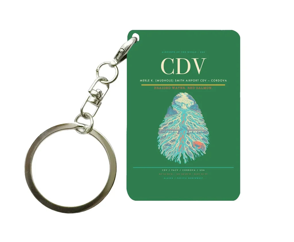 Merle K. (Mudhole) Smith Airport (CDV) design on green key chain