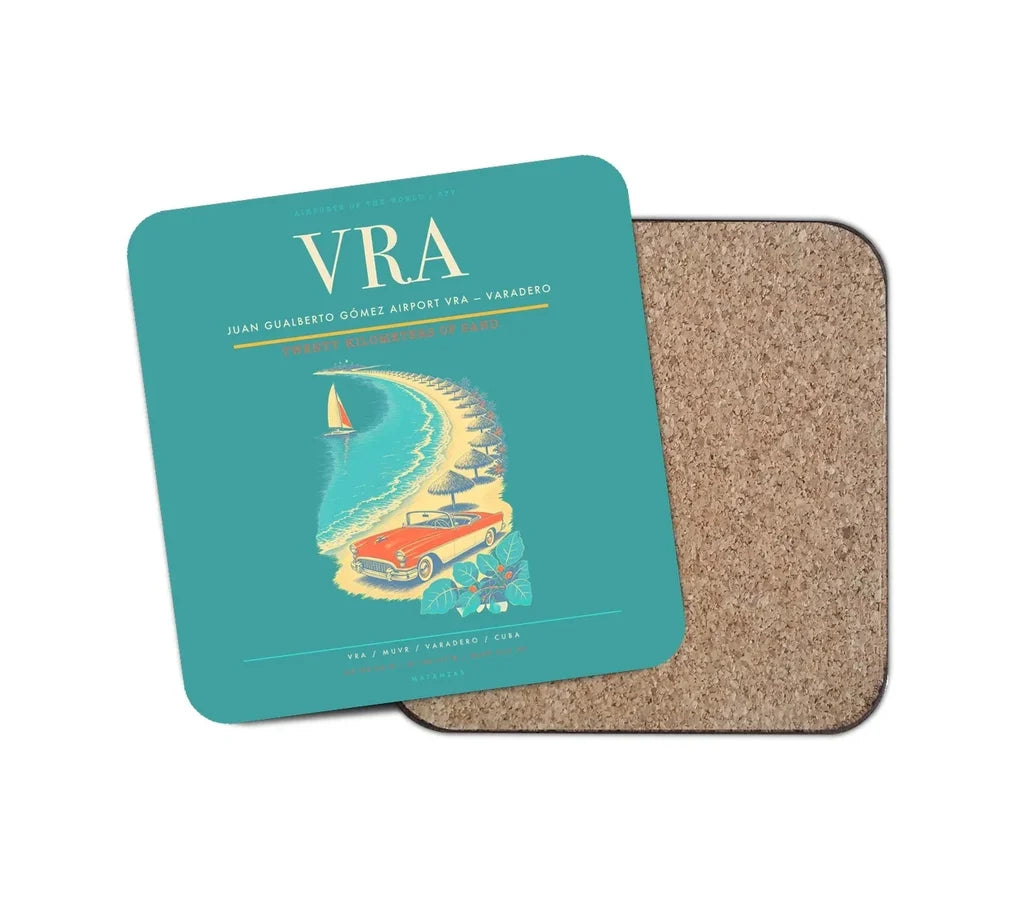 Juan Gualberto Gómez Airport (VRA) design on turquoise 1 piece coaster