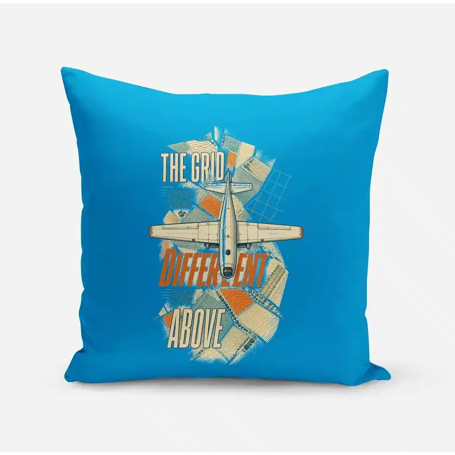 The Grid Looks Different From Above design on turquoise pillow