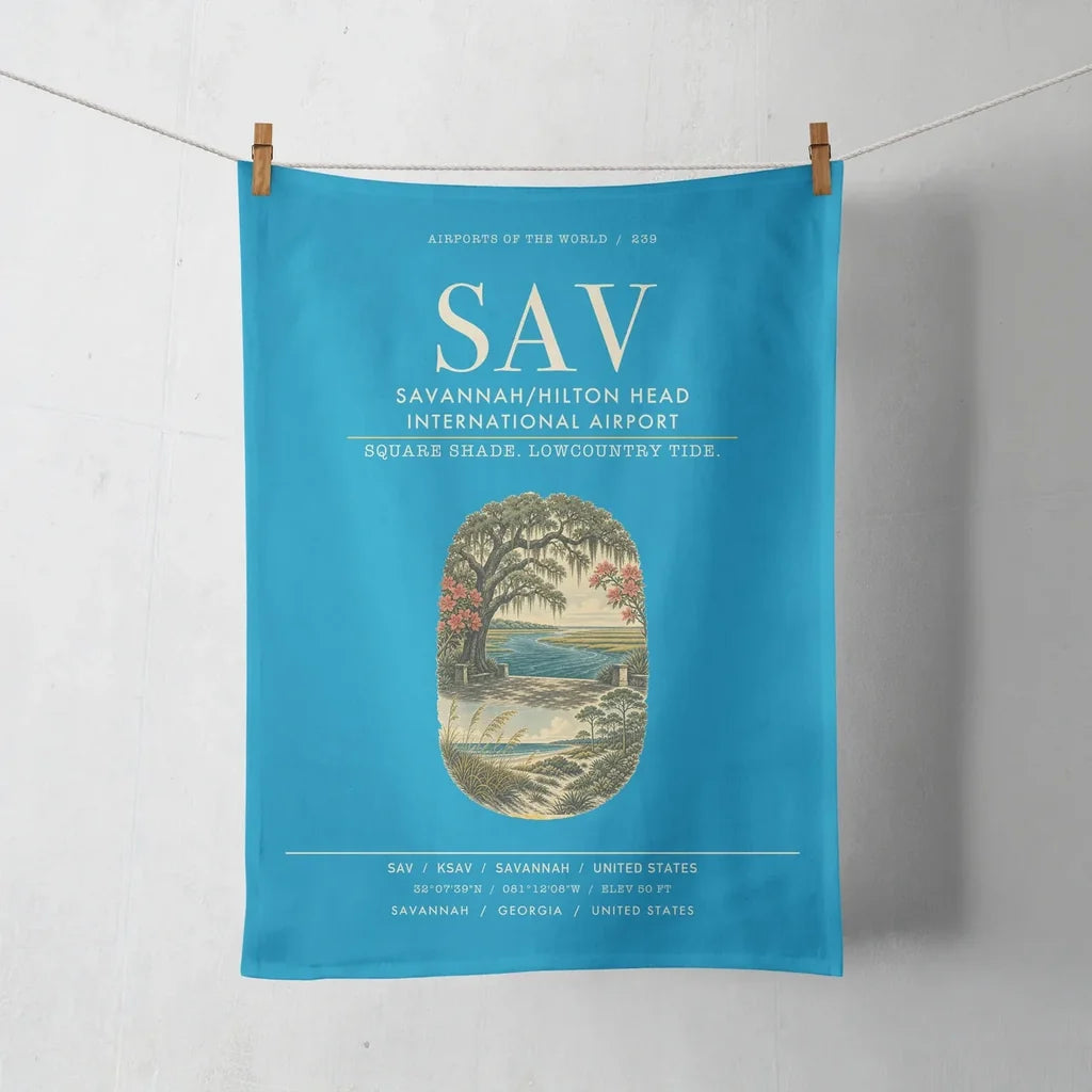 Savannah-Hilton Head International Airport (SAV) design on turquoise towel