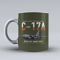 Thumbnail for C-17A Globemaster III design on green army ceramic mug, double-side print