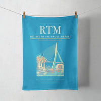 Thumbnail for Rotterdam The Hague Airport (RTM) design on turquoise towel