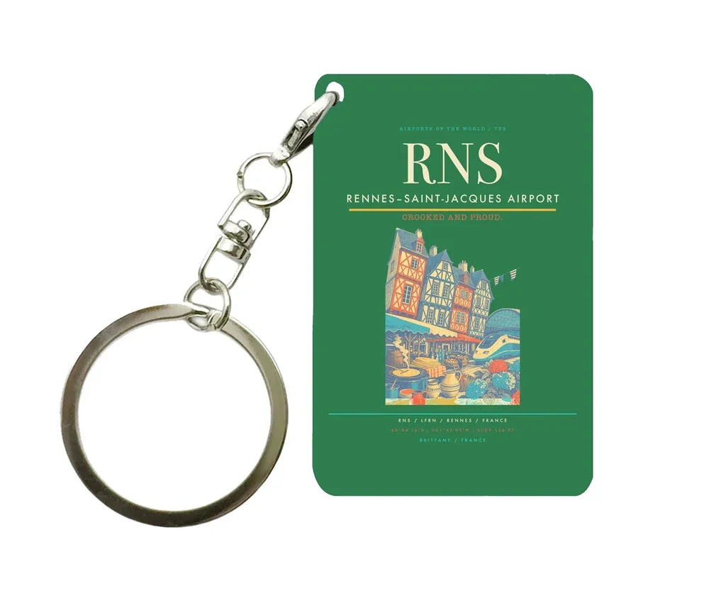 Rennes–Saint-Jacques Airport (RNS) design on green key chain