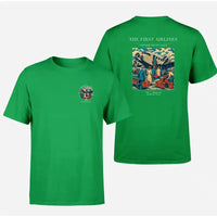 Thumbnail for VINTAGE G4048 - The First Airlines - Double-Side T-Shirt design on green double side t shirt
