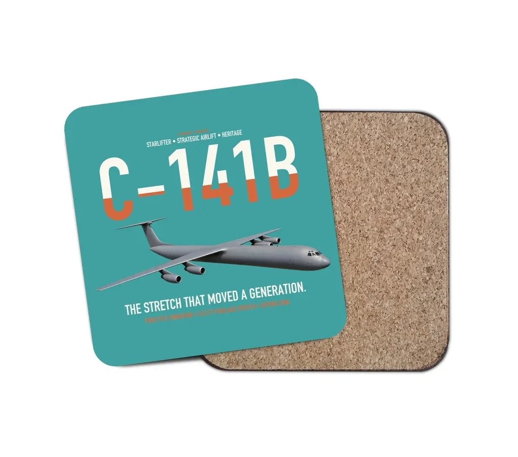 C-141B Starlifter design on turquoise 1 piece coaster