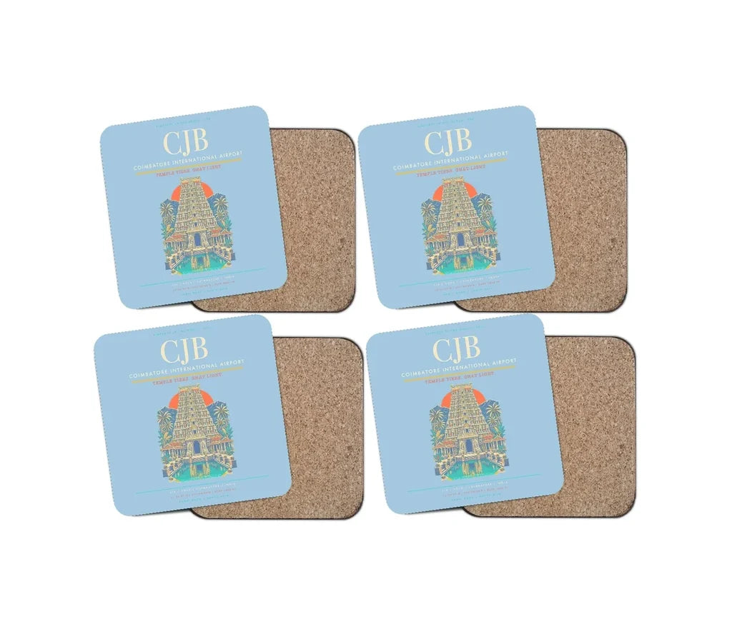 Coimbatore International Airport CJB Coaster 4-Pieces-Set - Light Blue
