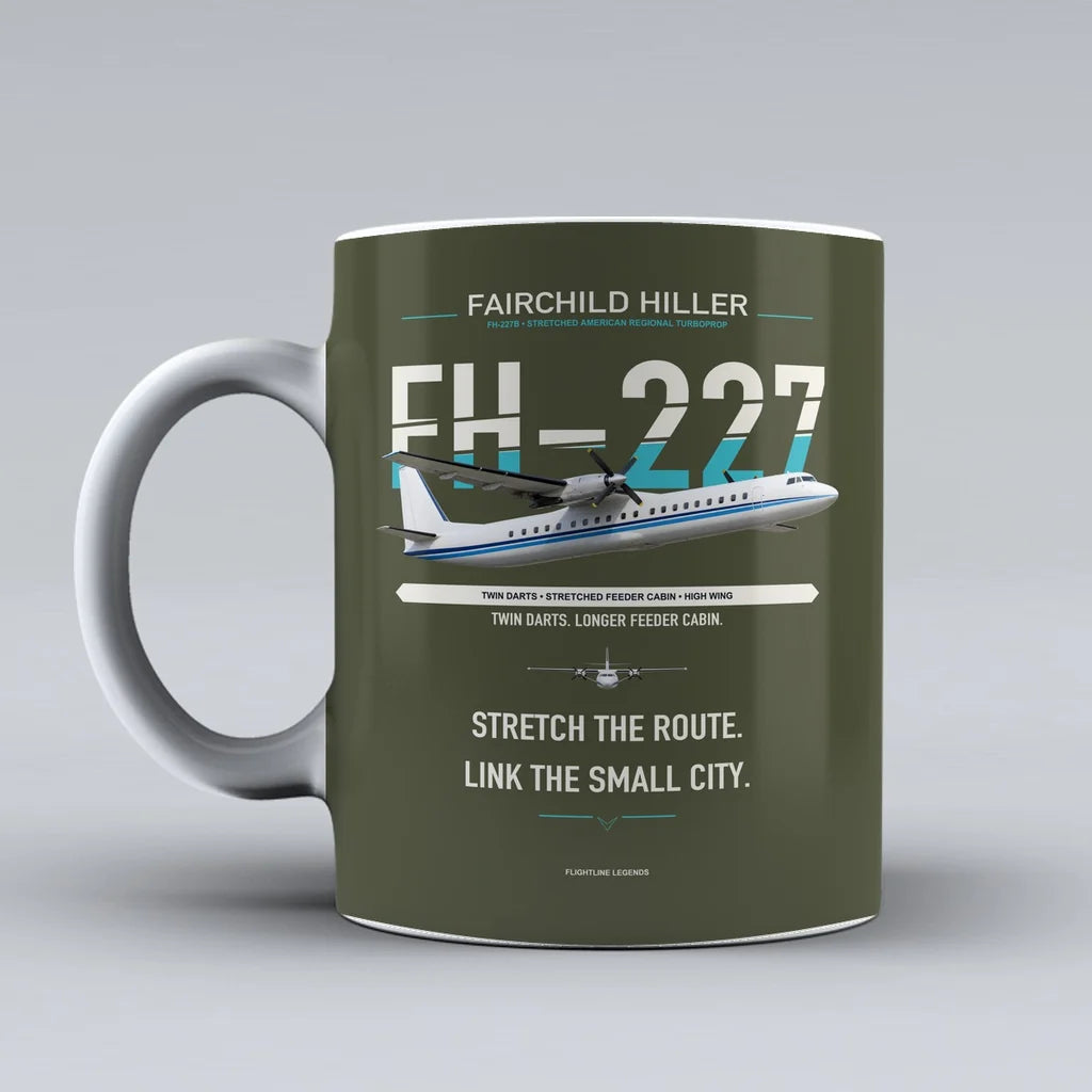 Hiller FH-227B Mug design on green army fairchild